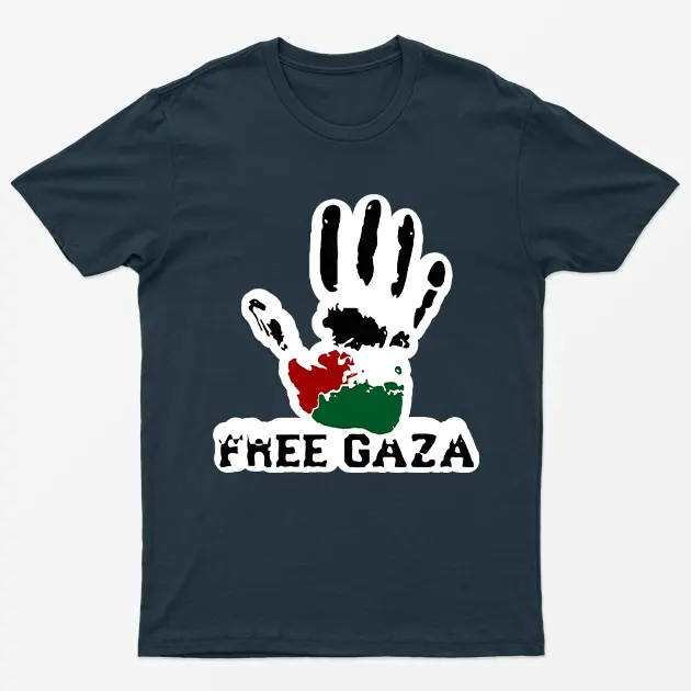 Navy Blue Raise Your Hand For Gaza T-Shirt