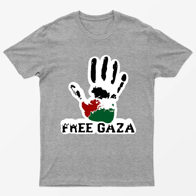 Sport Grey Raise Your Hand For Gaza T-Shirt