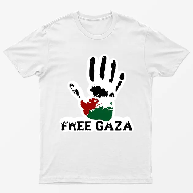 White Raise Your Hand For Gaza T-Shirt