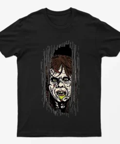 Black Regan Mac Neil Halloween Graphic T-Shirt
