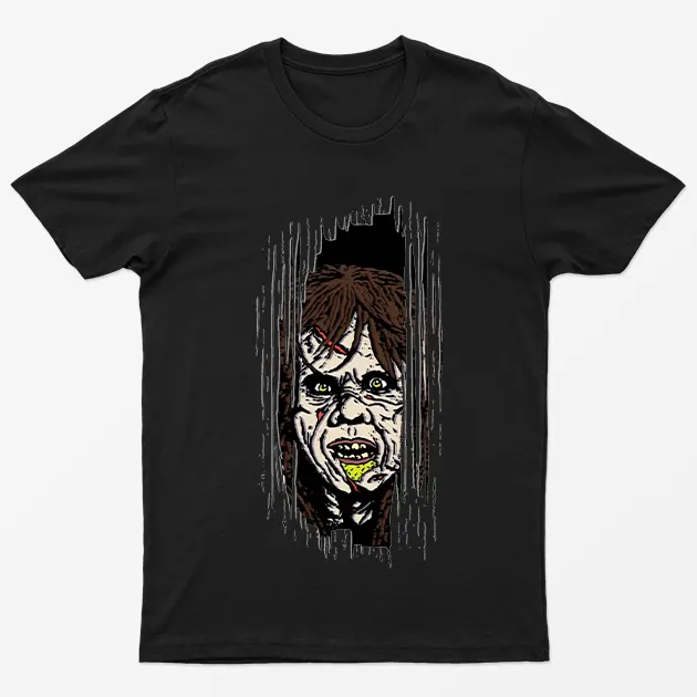 Black Regan Mac Neil Halloween Graphic T-Shirt