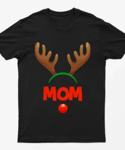 Black Reindeer Mom Gaphic T-Shirt