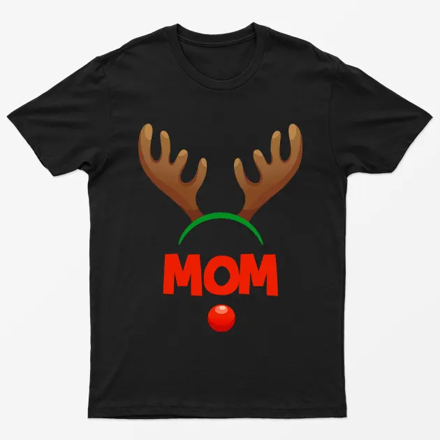 Black Reindeer Mom Gaphic T-Shirt