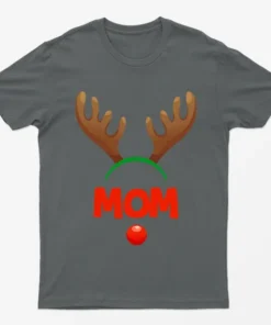 Charcoal Reindeer Mom Gaphic T-Shirt