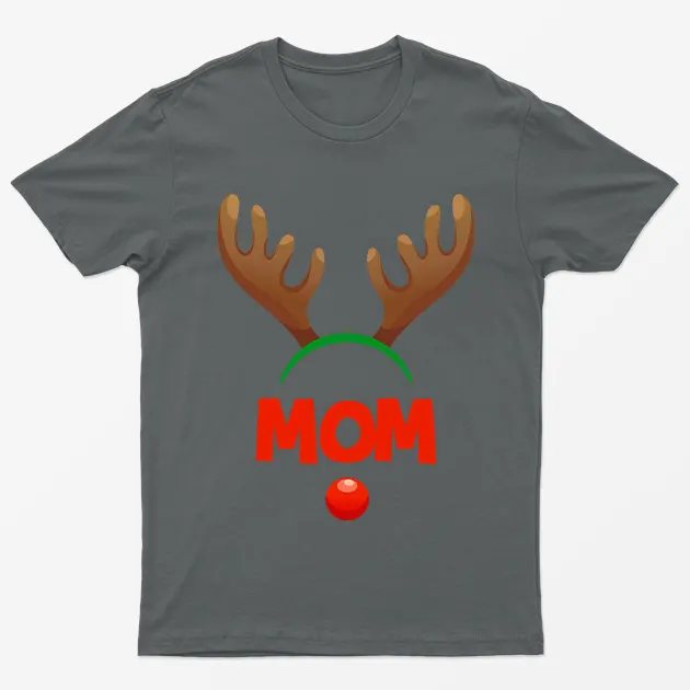 Charcoal Reindeer Mom Gaphic T-Shirt