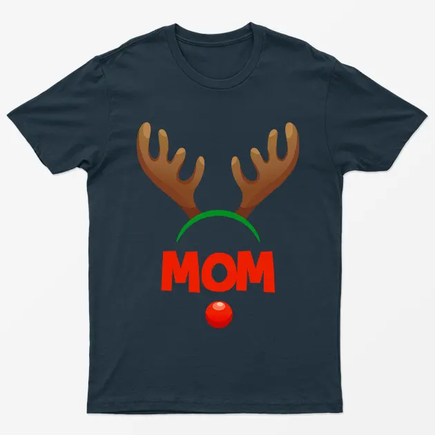 Navy Blue Reindeer Mom Gaphic T-Shirt