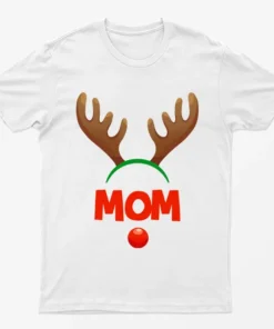 White Reindeer Mom Gaphic T-Shirt