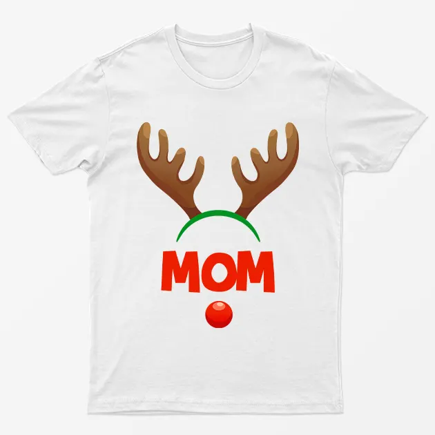 White Reindeer Mom Gaphic T-Shirt