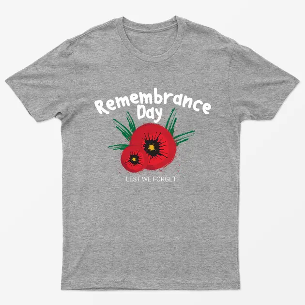 Sport Grey Remembrance Day Lest we Forget T-Shirt