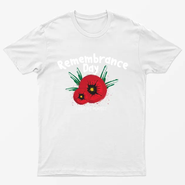 White Remembrance Day Lest we Forget T-Shirt