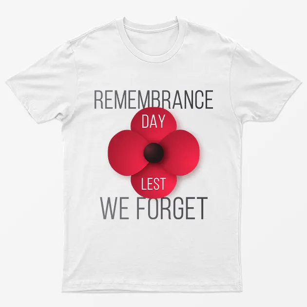White Remembrance Day Poppy Memorial T-Shirt
