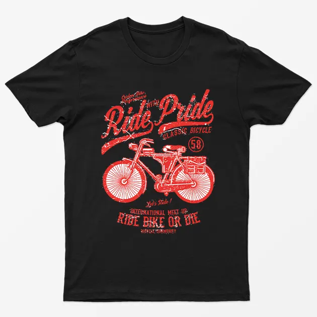 Black Ride With Pride Classic Bicycle T-Shirt