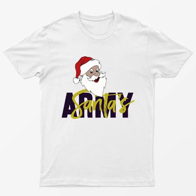 White Santa Army Christmas T-Shirt