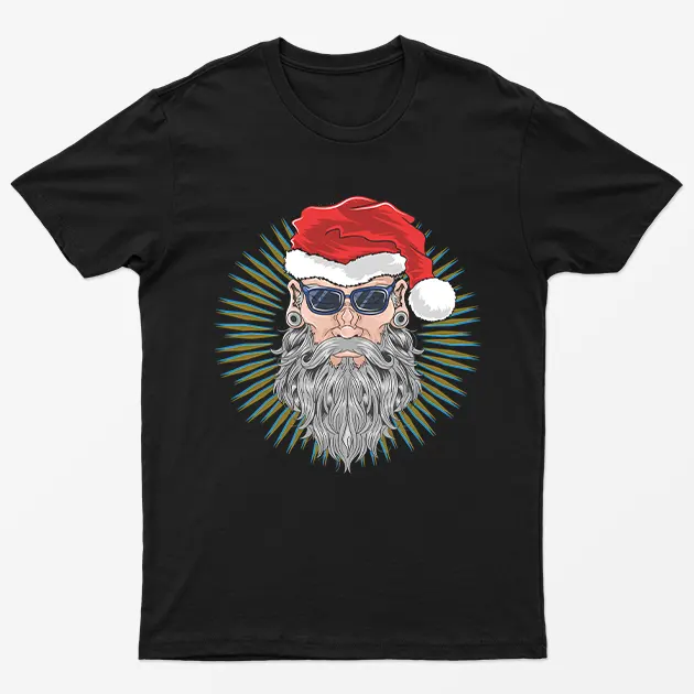 Black Santa Beard Hipster T-Shirt
