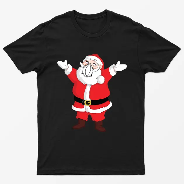 Black Santa Hug Christmas T-Shirt