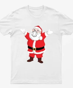 White Santa Hug Christmas T-Shirt