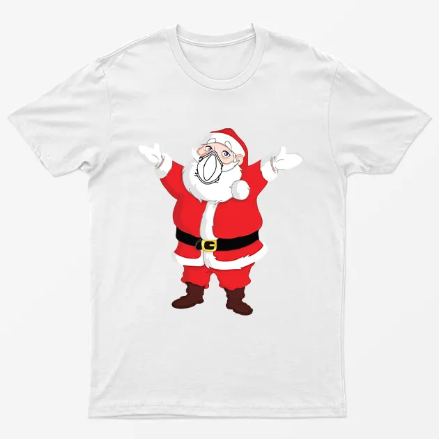 White Santa Hug Christmas T-Shirt