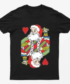 Black Santa Of Hearts T-Shirt