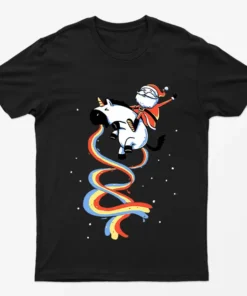 Black Santa Riding Unicorn Funny T-Shirt