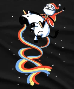 Santa Riding Unicorn Funny T-Shirt