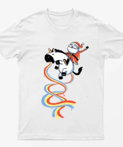 White Santa Riding Unicorn Funny T-Shirt