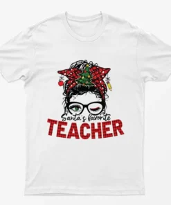 White Santas Favorite Teacher T-Shirt