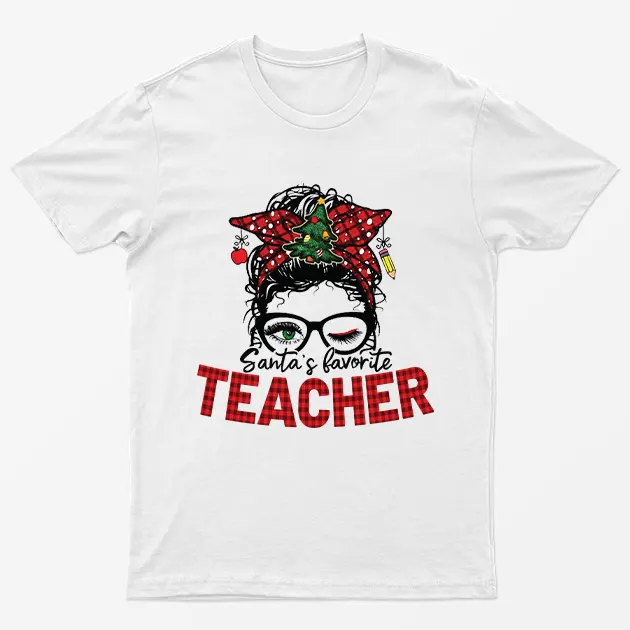 White Santas Favorite Teacher T-Shirt