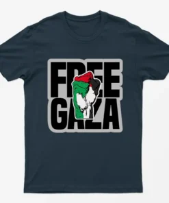 Navy Blue Save Gaza Graphic T-Shirt