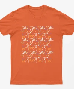 Orange Skeletons Pumpkins Halloween T-Shirt