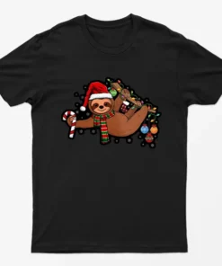 Black Sloths Christmas Lights T-Shirt