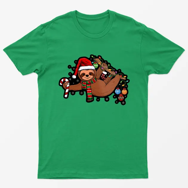 Irish Green Sloths Christmas Lights T-Shirt