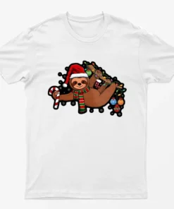 White Sloths Christmas Lights T-Shirt