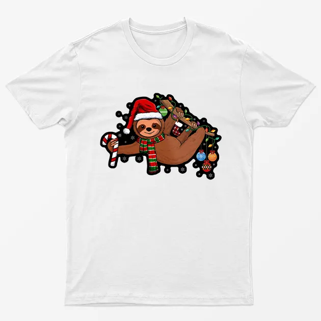 White Sloths Christmas Lights T-Shirt