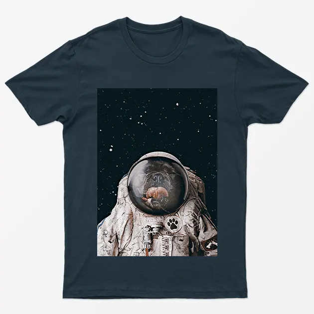 Navy Blue Space Dog Animal Puns T-Shirt