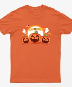 Orange Spooky Pumpkin Halloween T-Shirt