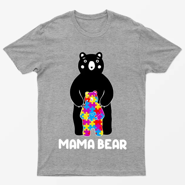 Sport Grey Autism Awareness Day Bear Graphic T-Shirt