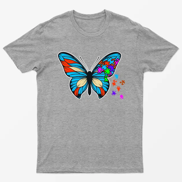 Sport Grey Butterfly Autism Awareness T-Shirt