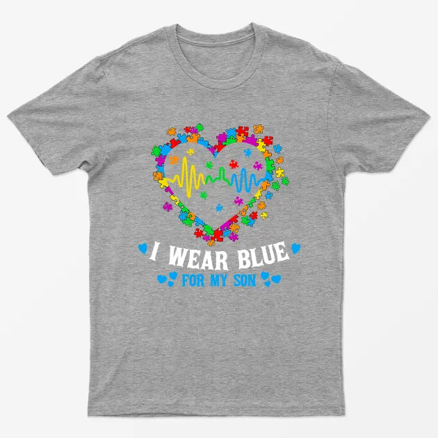 Sport Grey I Wear Blue For My Som Autsim Day T-Shirt