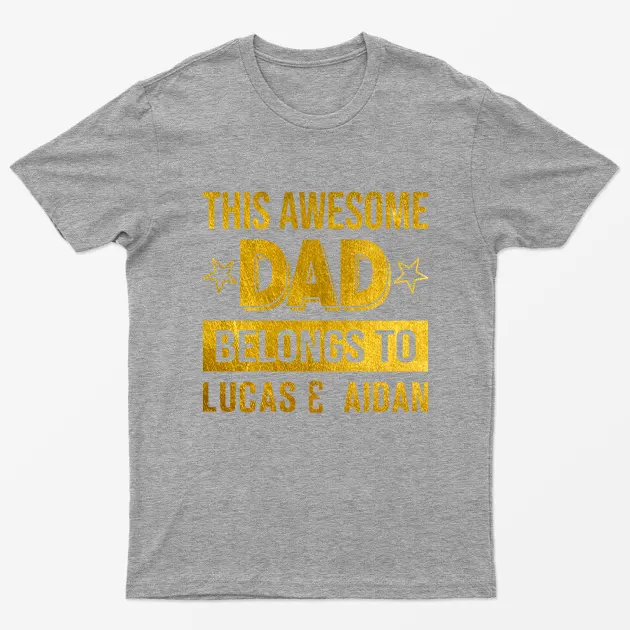 Sport Grey Personalised Awesome Dad Graphic T-Shirt