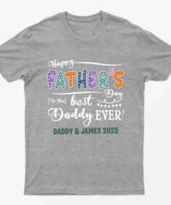 Sport Grey Personalised Happy Fathers Day Best Dad Ever Graphic T-Shirt