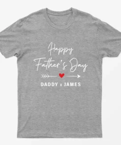 Sport Grey Personalised Happy Fathers Day Graphic T-Shirt