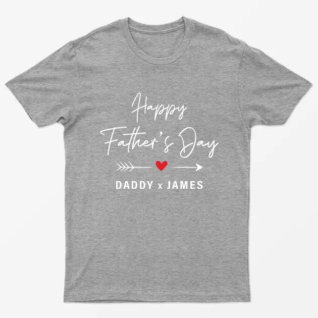 Sport Grey Personalised Happy Fathers Day Graphic T-Shirt