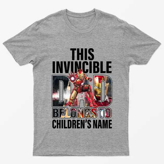 Sport Grey Personalised Invincible Dad Belongs to T-Shirt
