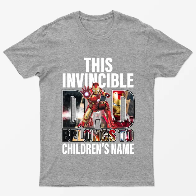 Sport Grey Personalised Invincible Dad T-Shirt