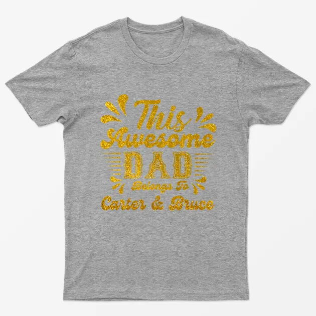 Sport Grey Personalised This Dad Belongs to Graphic T-Shirt