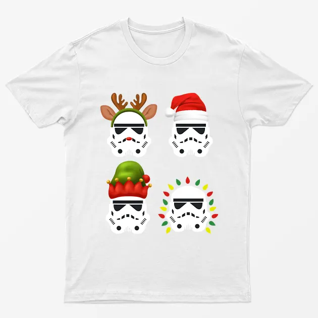 White Star Wars Christmas Graphic T-Shirt