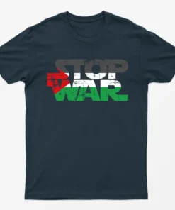 Navy Blue Stop War Free Palestine T-Shirt