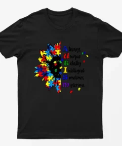 Black Sunflower Autism Awareness T-Shirt