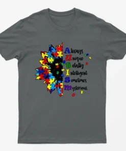 Charcoal Sunflower Autism Awareness T-Shirt
