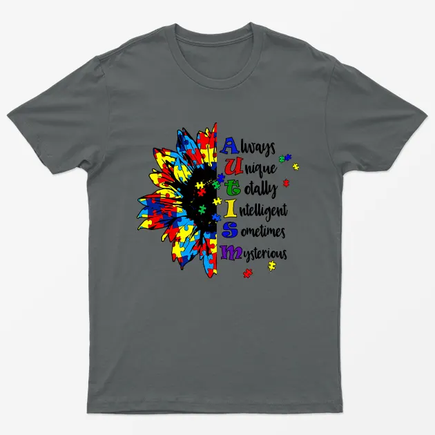 Charcoal Sunflower Autism Awareness T-Shirt